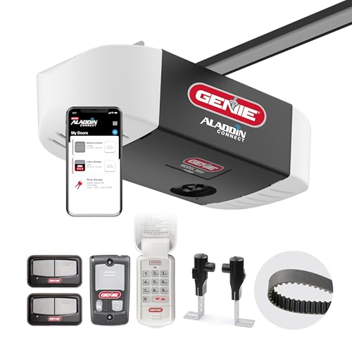 Genie QuietLift Connect – WiFi Smart Garage Door Opener met extra draadloos keypad, ¾ HPC Smart Belt Drive – Compatibel met Alexa en Google Assistant, Model 3053-TKV