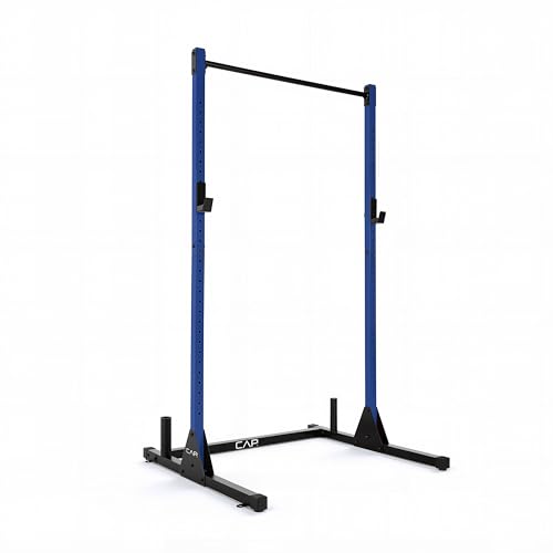 CAP Barbell Power Rack with Pull Up Bar & Attachments - Squat Rack & Strength Training Power Cage for Home Gym - Blue