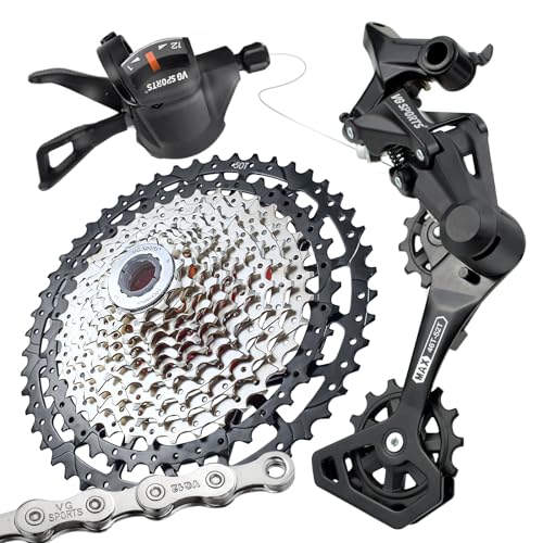 VG Sports 12 Speed MTB Groupset Bike Chain 11-50T Cassette 1x12 Speed Rear Derailleur& Shifter (12S 11-50T Set)