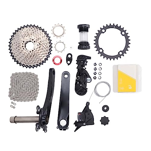 Topyond 9 Speed Groupset 11 to 40T Bike Speed Cassette Crank Shift Freewheels Bike Lever Rear Derailleur Chain Set for MTB Mountain Bike, 32T Chainring Bike Gear