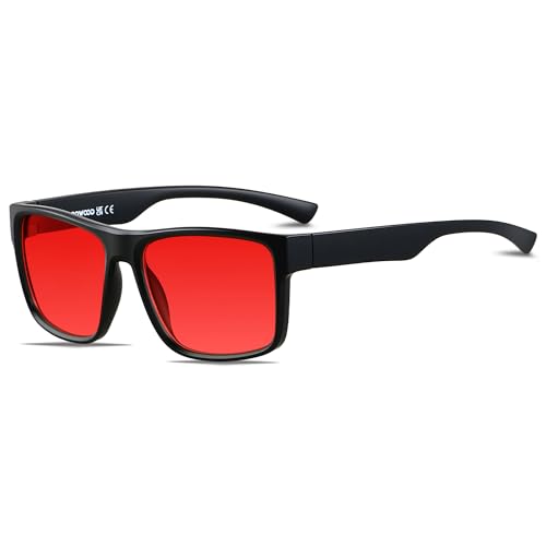 ANDWOOD Red Sleep Glasses with 99.9% Blue Green Light Blocking