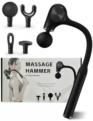 BlissfulDestiny Hammer Massager Gun, Neck & Shoulder Massager, Deep Tissue Massager with 4 Massage Heads