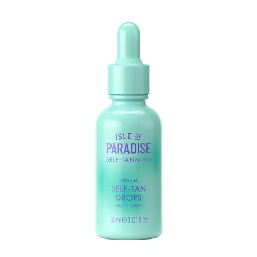 Isle of Paradise Self Tanning Face & Body Drops, Medium, Self Tanner Drops for a Natural Bronze, Long-Lasting Tan, Cruelty Free, Fragrance Free & Dermatologist-Approved, 1.01 fl oz