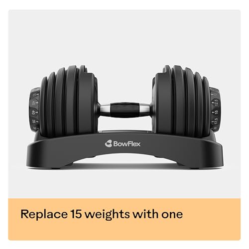 Close-up of Bowflex dial mechanism on the dumbbell