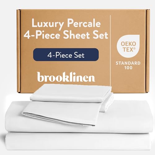 Brooklinen Percale 4-Pc Sheet Set for Hot Sleepers, Luxury - Queen, White