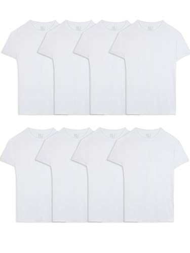 Fruit of the Loom Men's Active Cotton Blend Lightweight Crew T-Shirts Underwear, -cotton blend white Crew T-Shirts (8 Pack), X-Large