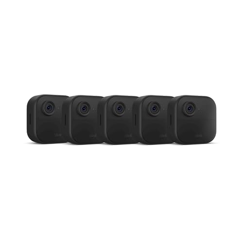 Blink Outdoor 4 – cámara de seguridad inteligente inalámbrica, dos años de batería, visualización en vivo en HD 1080p de día y nocturna por infrarrojos, audio bidireccional – sistema de 5 cámaras