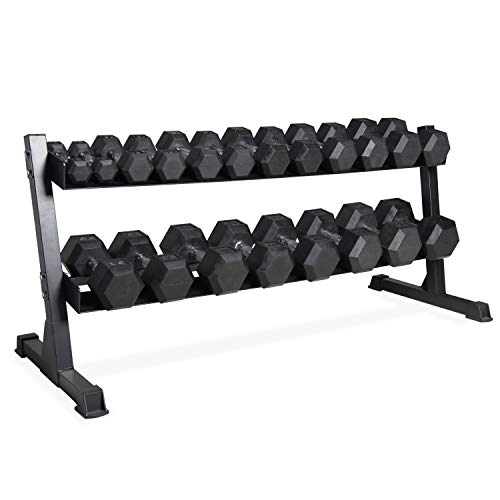 CAP 550 lb Coated Chrome Handle Hex Dumbbell Weight Set with Two Tier Rack product image