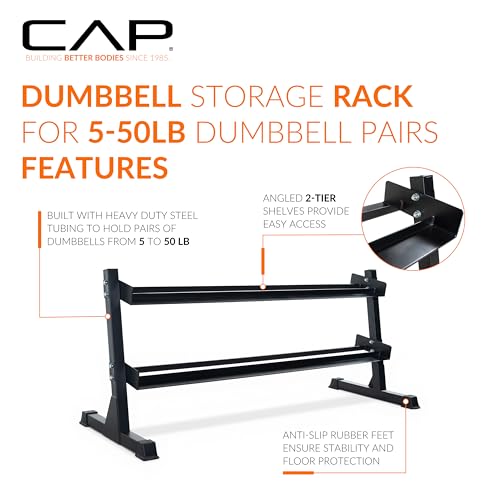 CAP dumbbells and rack setup