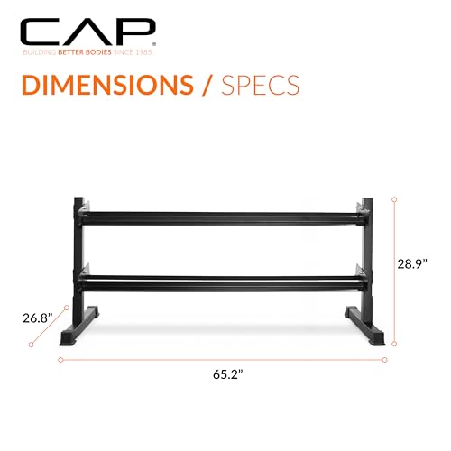 CAP dumbbells and rack in a home gym setup