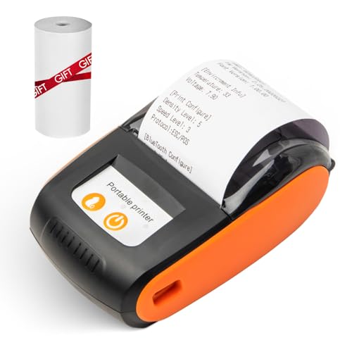 Portable Receipt Printer 58mm Mini Thermal Printing Wireless BT USB Mobile Printer with 2 Inch Thermal Paper Roll Compatible with Android/iOS/System for Small Business Restaurant Retail Store