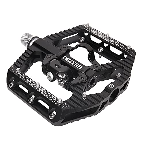 MZYRH MTB Mountain Bike Pedals 3 Bearing Flat Platform Compatible with SPD,Dual Function Sealed Clipless Aluminum 9/16" Pedals with Cleats for Road
