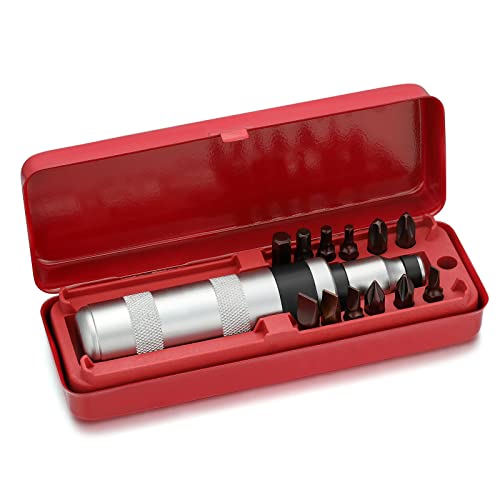 JIXINLAR 1/2" Hand Manual Reversible Impact Driver Set Extractor-12 PCS Impact Screwdriver S2 Steel Much More Durable Disengage Rusted Fasteners (Short Impact Screwdriver)