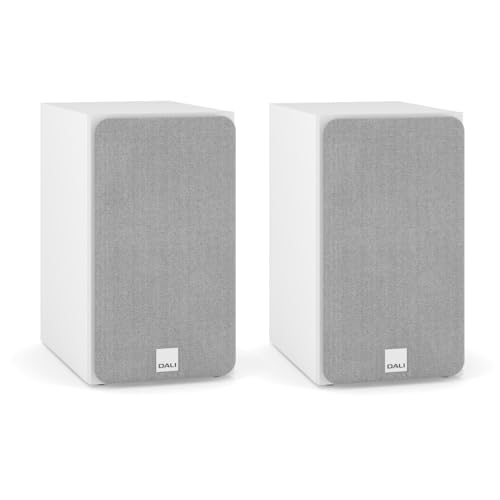 DALI SONIK 3 white bookshelf speaker close-up showing 7" woofer and 1.1" tweeter