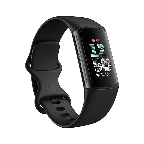 Fitbit Charge 6 Fitness-Tracker mit Google Apps - Herzfrequenz an Trainingsgeräten - 3-Monats-Mitgliedschaft für Google Health Premium enthalten - Gesundheitstools - Obsidian/Black - Small&Large Bands enthalten