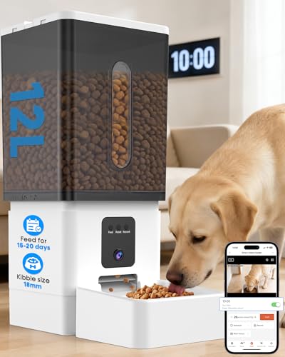12L Large Dog Automatic Feeder with HD 1080P Camera