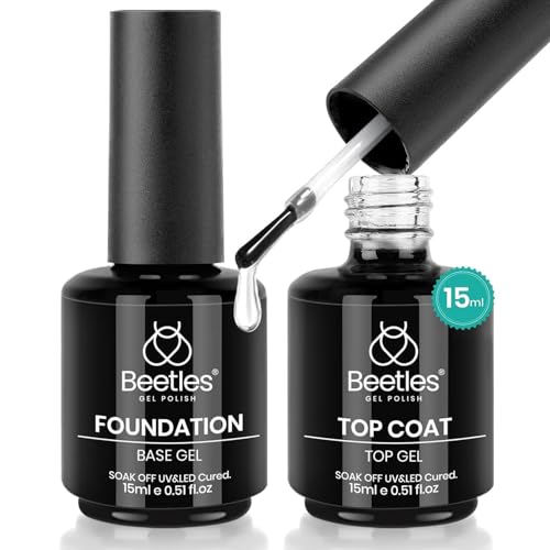 Beetles 2 Pcs 15ml No Wipe Gel Top Coat and Base Coat Set