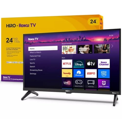 Roku Hiro 24" 720p HD Smart Flat Screen LED TV with Dolby Audio for Streaming, with Wi-Fi, Bluetooth, 60Hz, 3X HDMI Ports - H24C2C4 (Renewed)