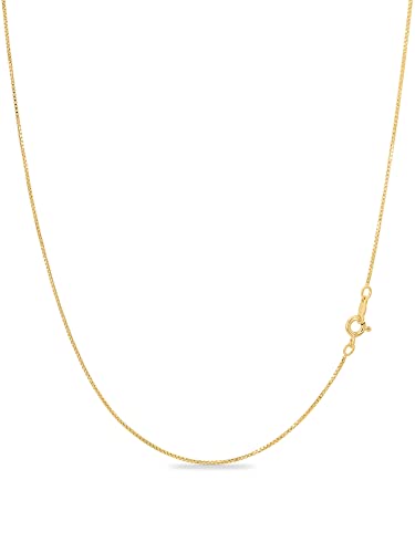 KEZEF 925 Sterling Silver 1mm Box Chain Necklace, 18K Gold Plated Necklace for Women and Men, 18 inch