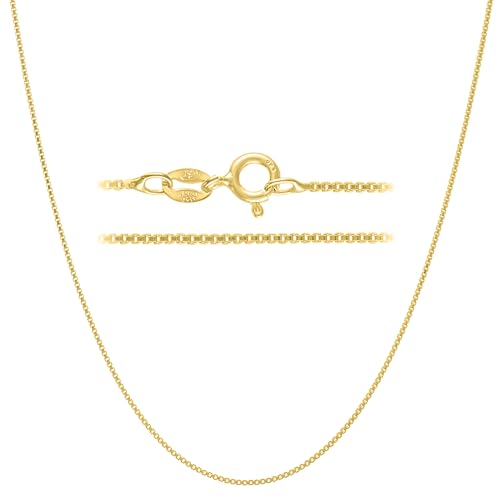 KISPER Gold Box Chain Necklace for Women Plated 925 Sterling Silver Dainty