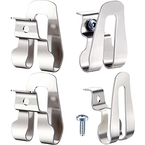 MTLEE 4 Pcs Replacement Belt Clip Hooks Stainless Steel Driver Belt Clip Hook Tool with Screws Power Tool Parts