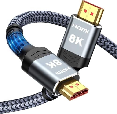 Highwings 8K@60 HDMI Cable 8FT/2.5M, 48Gbps 2.1 High Speed HDMI Braided Nylon 4K120 144Hz RTX 3090 eARC HDR10 4:4:4 HDCP 2.2&2.3 Compatible for PS5, PS4, UHD TV and PC