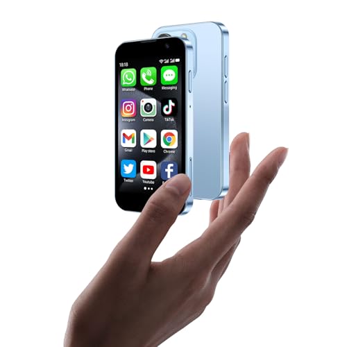 BLKE Max Mini Phone Unlocked World's Smallest 3.0 HD Touch Screen Mini Smartphone Android Compact Mobile Phone for Kids &Students Cell Phone wih Quad-Core Dual SIM Face lD2GB+16GB Blue