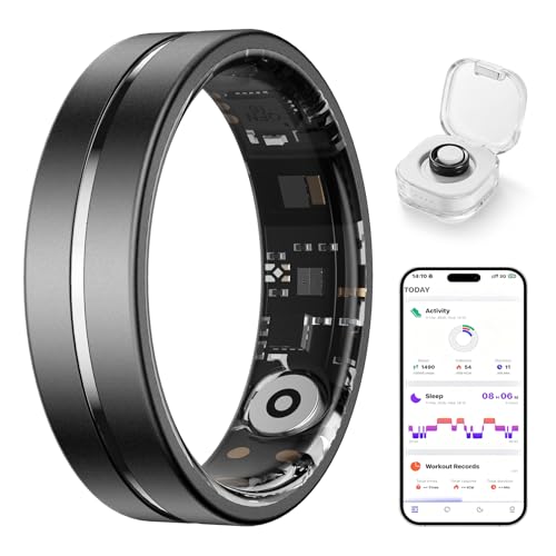 Asteraty Smart Ring for Women Men, AI Health Fitness Tracker with Sleep, Heart Rate, Blood Oxygen, HRV, Stress, Gesture Photo, IP68 Waterproof, No Subscription, iOS Android (Matte Black,10)