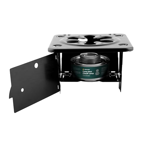 Coghlan's Portable Folding Camp Stove – Compact, Lightweight Steel Cooking Stove for Camping, Backpacking, Hiking, or Emergency Use – Uses Canned Heat or Fuel Tablets, Black