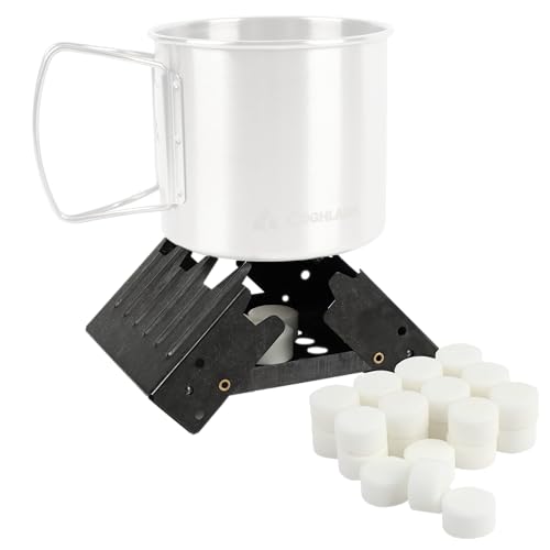 Coghlan's Emergency Stove - Lightweight, Portable Camping Stove for Backpacking, Survival, and Outdoor Cooking - Foldable Design with 24 Fuel Tablets Included (Compact for Travel and Storage)
