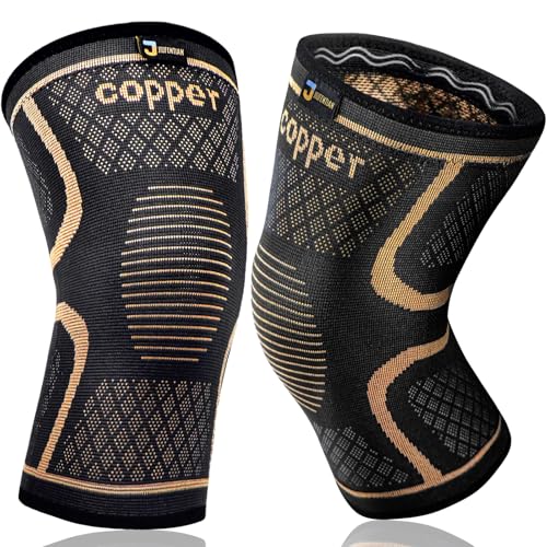 JIUFENTIAN Copper Knee Brace for Men & Women (2 Pack, Medium) Knee Support