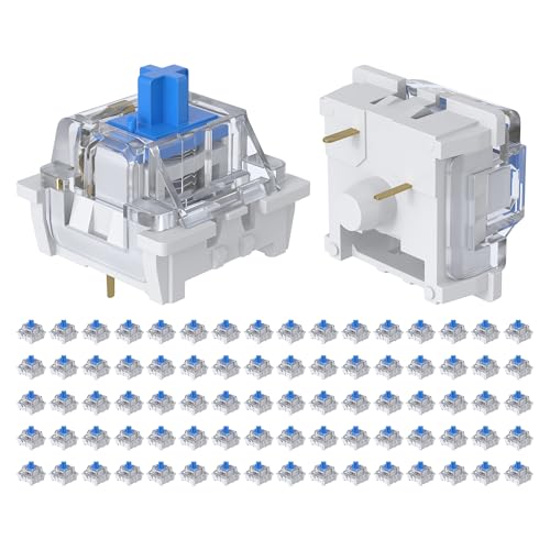 EBILNVKE 80 Pieces Blue Mechanical Keyboard Switches, 3 Pin Pre-Lubricated