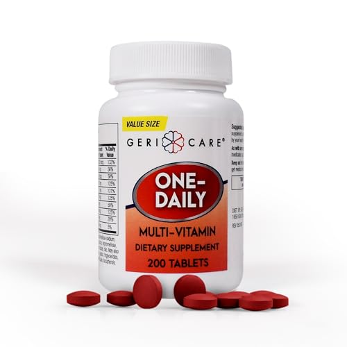 One-Daily Multi-Vitamin Tablet, 200 Count by GeriCare| Adult Multivitamin Supplement for Men & Women | Easy-to-Take Dietary Supplement with Vitamins A, C, D3, B, Calcium| Vitamin & Mineral Complex