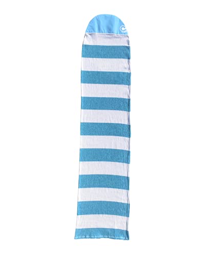 Curve Stretch SUP Board Sock Cover for Paddle Boards - size 8'2 to 12'6 [CHOOSE COLOR] (Blue White Stripe, 10'6 Round)
