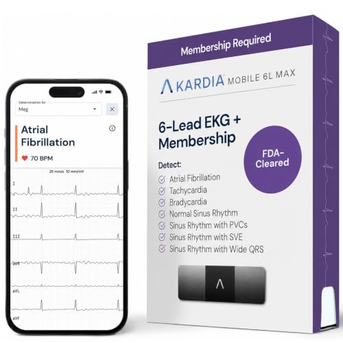 KardiaMobile 6L Max 6-Lead EKG + One-Year Membership, Unlimited Recordings