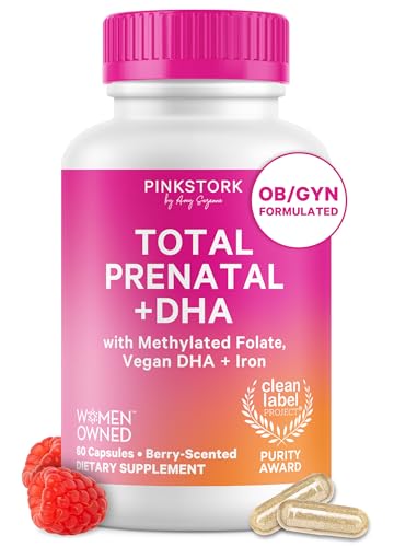 Pink Stork Total Prenatal Vitamins, No Fishy Burps, 60 Capsules, Berry