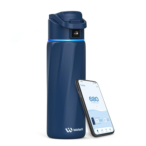 WaterH BOOST Smart Water Bottle Tracker with Reminder, Blue, 24oz