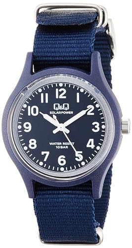 Citizen Q&Q Analog Solar Watch, 10 ATM Water-Resistant, Nylon Strap, navy, Classic
