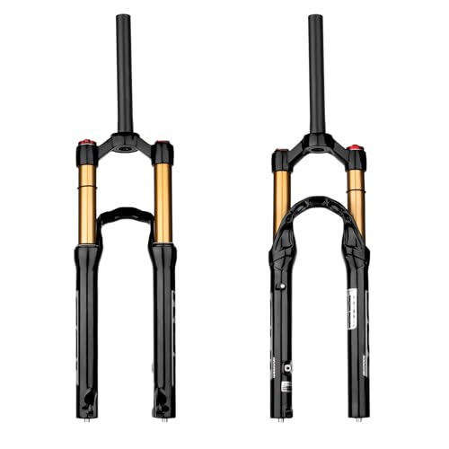 BOLANY 20/24inch Bike Suspension Air Fork 28.6mm(1-1/8inch)*220mm Thread-Less Straight Steerer 9mm Disc Brake Version MTB Front Fork 100/135mm Travel