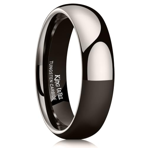 King Will Basic 2mm 4mm 6mm 8mm Tungsten Wedding Band Ring for Men Women Silver/Gunmetal/Black Domed High Polish Tungsten Carbide Ring Comfort Fit 4-15 - 6mm Gunmetal Size 9.5
