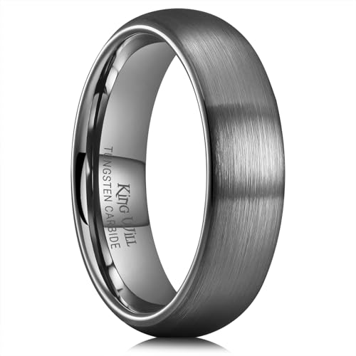 King Will Men Gunmetal Tungsten Wedding Band 6mm Size 10