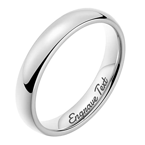 King Will BASIC 4mm Classic Polished Custom Domed Tungsten Metal Ring Personalized Wedding Band Comfort Fit-11