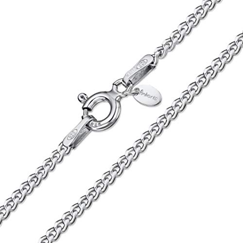 Amberta 925 Sterling Silver 1.3 mm Curb Chain Necklace Length 20 inch / 50 cm (20)