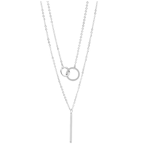 Layered Chain Necklace for Women by Ginger Lyne | Stainless Steel Adjustable Length up to 20