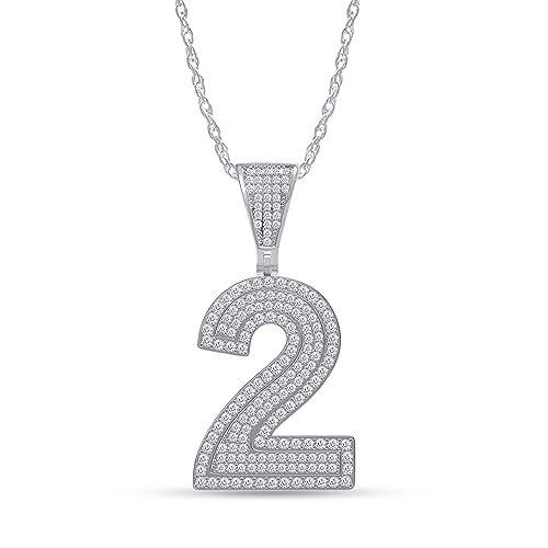 SAVEARTH DIAMONDS 1 Carat Round Cut Lab Created Moissanite Diamond Lucky Number 2 Pendant Necklace