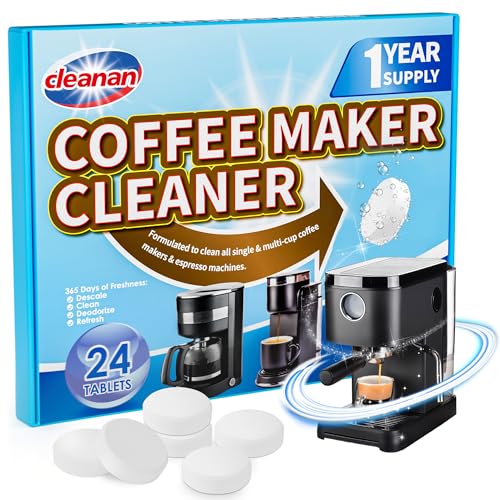 Coffee Maker Cleaner and Descaling Tablet - 24 Pack, Removes Limescale, Deep Cleans, Enhances Coffee Taste, Extends Machine Lifespan, Compatible with All Brands and Types of Coffee Makers