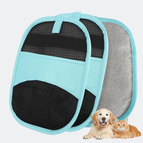 GASRONS 2Pcs Pet Hair Removal Gloves – Reusable Electrostatic Mitt for Dog Cat Hair, Magic Brush for Furniture, Couch, Carpet, Clothing, Car Seat – How to Use: Rub Back & Forth to Create Static