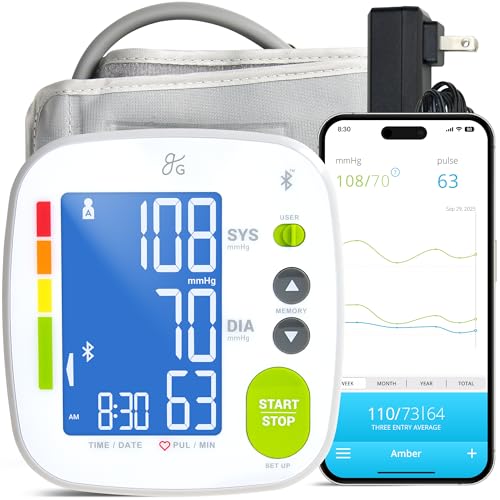 Greater Goods Bluetooth Blood Pressure Monitor for Home Use, Upper Arm Cuff