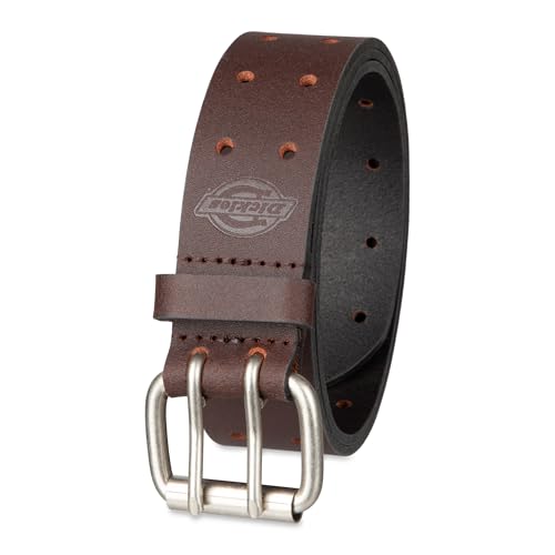 Dickies Men's Leather Double Prong Belt, Brown, 36 (Waist: 34)