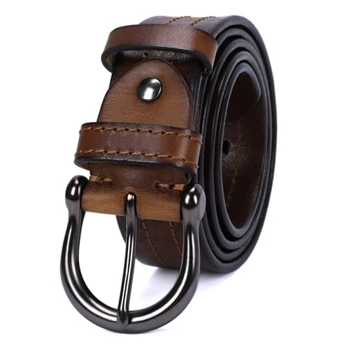 HOLMANSE Mens Belts Soft Italian Vegetable Tanned Leather Cowboy Casual Jean Belt 1.5 Wide 7 Holes Gift Box Packaging